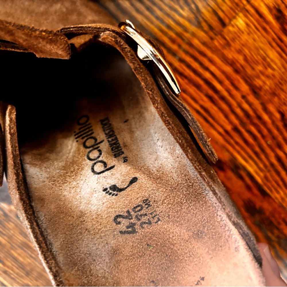 Papillo birkenstock Brown Suede Women's Shoes with Gold Buckle - Picture 4 of 4